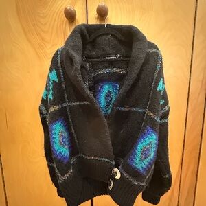 Vintage Black and Blue Women's Cardigan